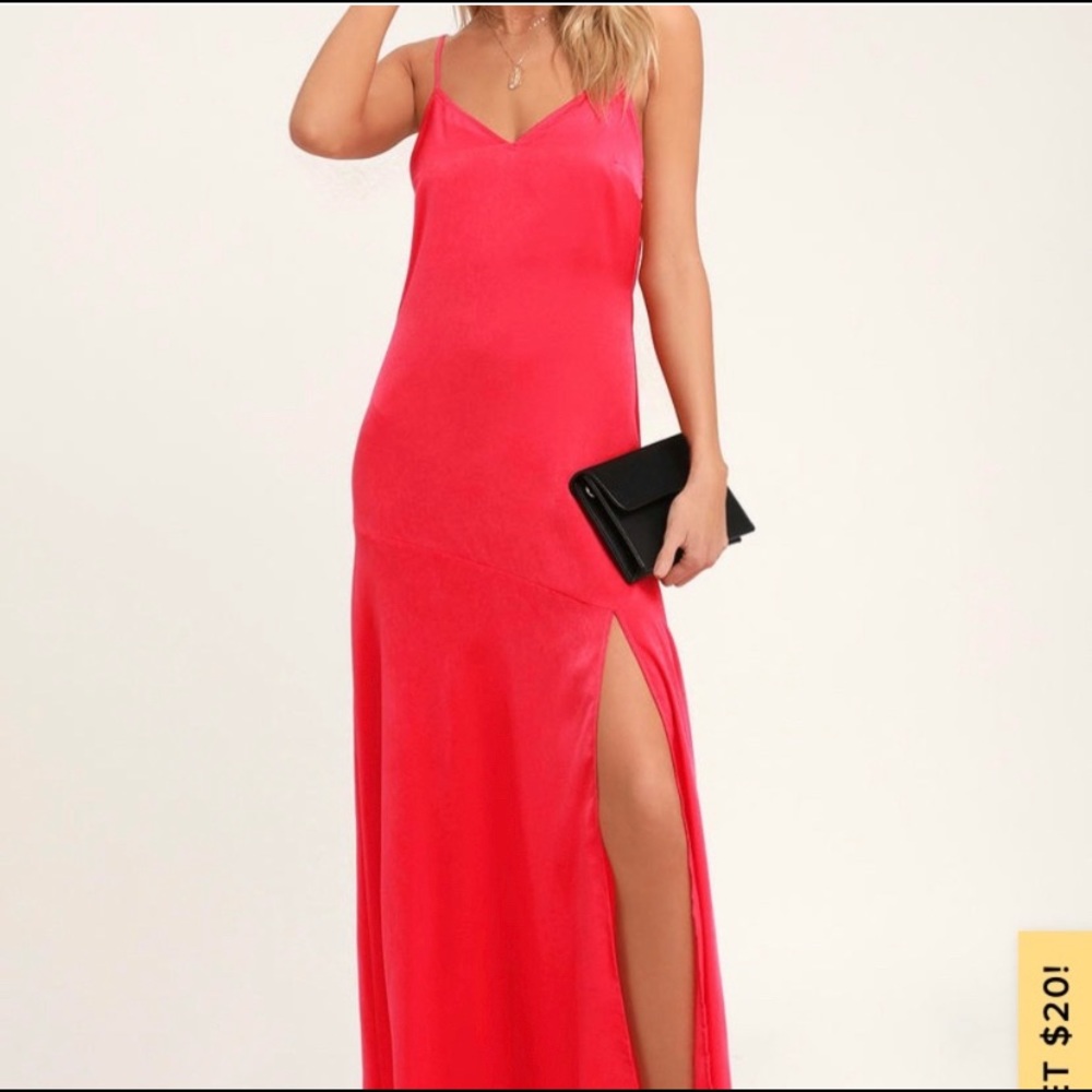 NWT Lulus red hot satin maxi